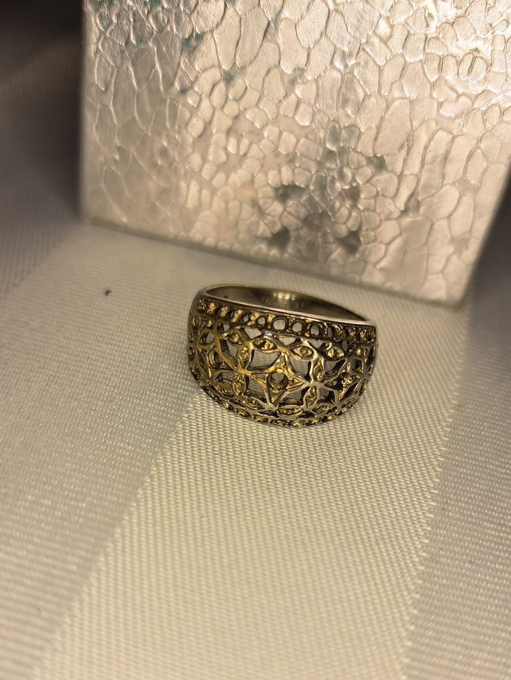 Vintage 925 Silver Filigree Dome Ring - Women's Fashion Ring